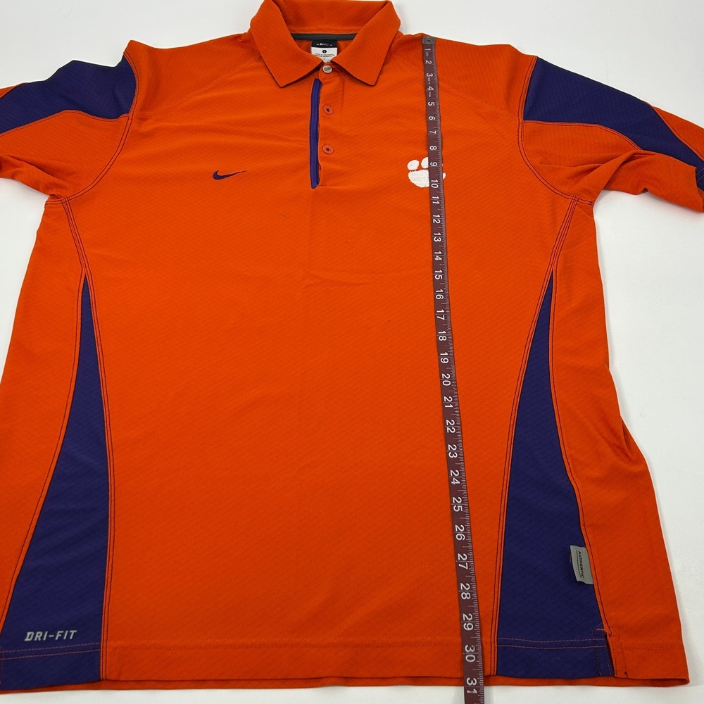 Clemson‎ Tigers Shirt Men's Large Orange Nike Dri Fit Short Sleeve Polo Paw Logo - Picture 9 of 10